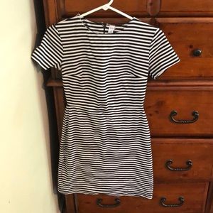 Tailored classic black and white striped dress